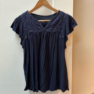 Merona navy blue knit blouse women’s size M